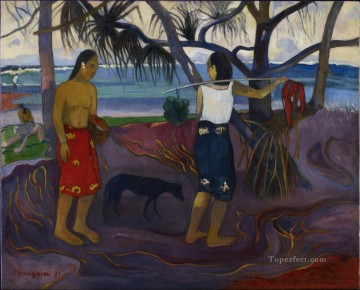Paul Gauguin Painting - Under the Pandanus II Paul Gauguin